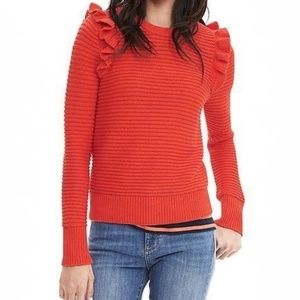 Banana Republic Ruffle Knit Sweater in Orange